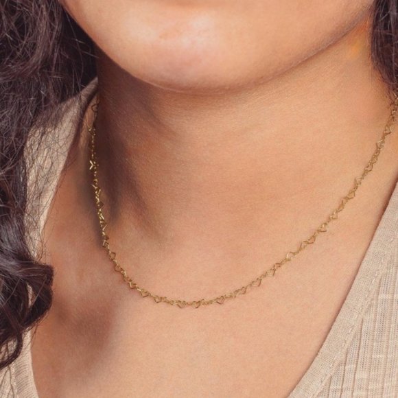Necklace Heart Chain Adorable Dainty Gold Chain Necklace Heart Links Heart - Picture 9 of 11